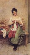 Eugene de Blaas THe Seamstress France oil painting artist